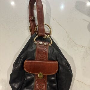 Marino Orlandi Black and Brown Shoulder Bag